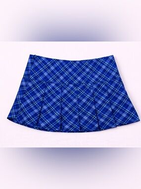 Y2K blue plaid pleated mini skirt coquette schoolgirl alt forever 21